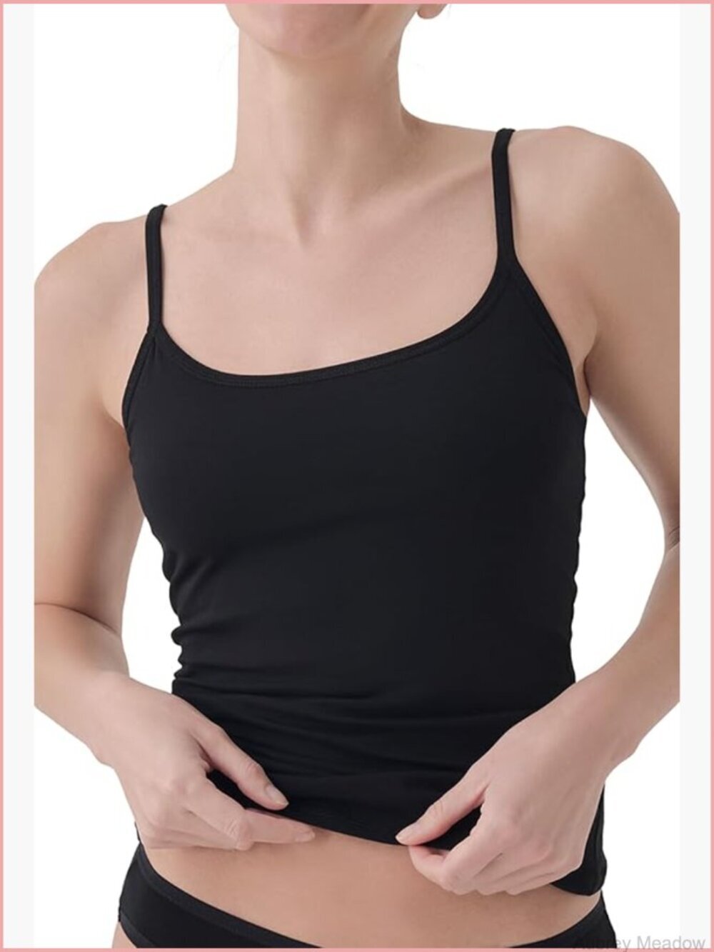 Organic Cotton Camisole with Built-in Shelf Bra, Adjustable Straps, Light